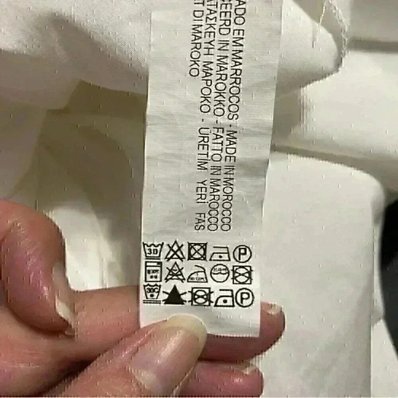 Zara Blouse Women’s Medium Ivory Sheer Long Sleeve Button-Up Pearl Embellished - Picture 9 of 10